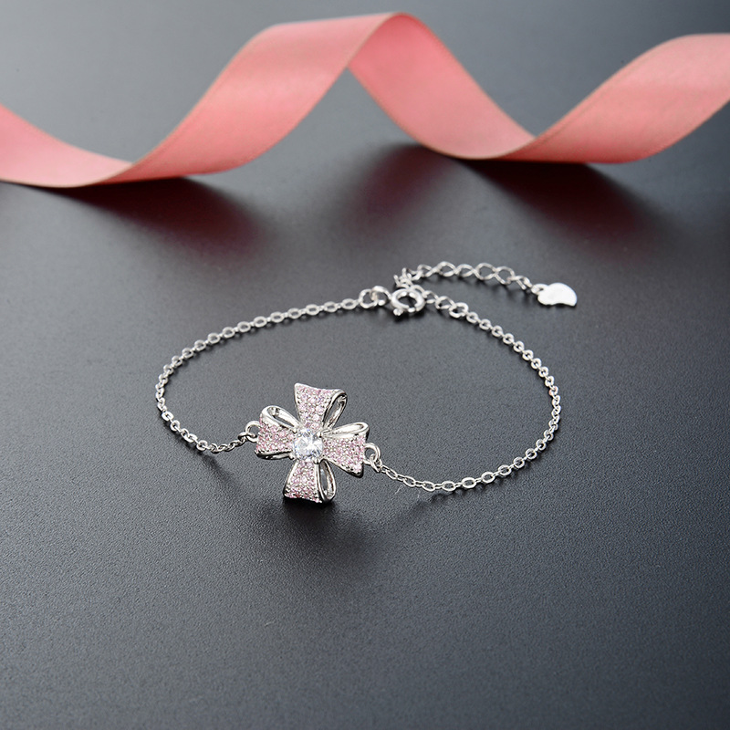 Elegante de las mujeres accesorios joyería estilo japonés y coreano s925 plata esterlina ZIRCON pulsera flor fresca popular