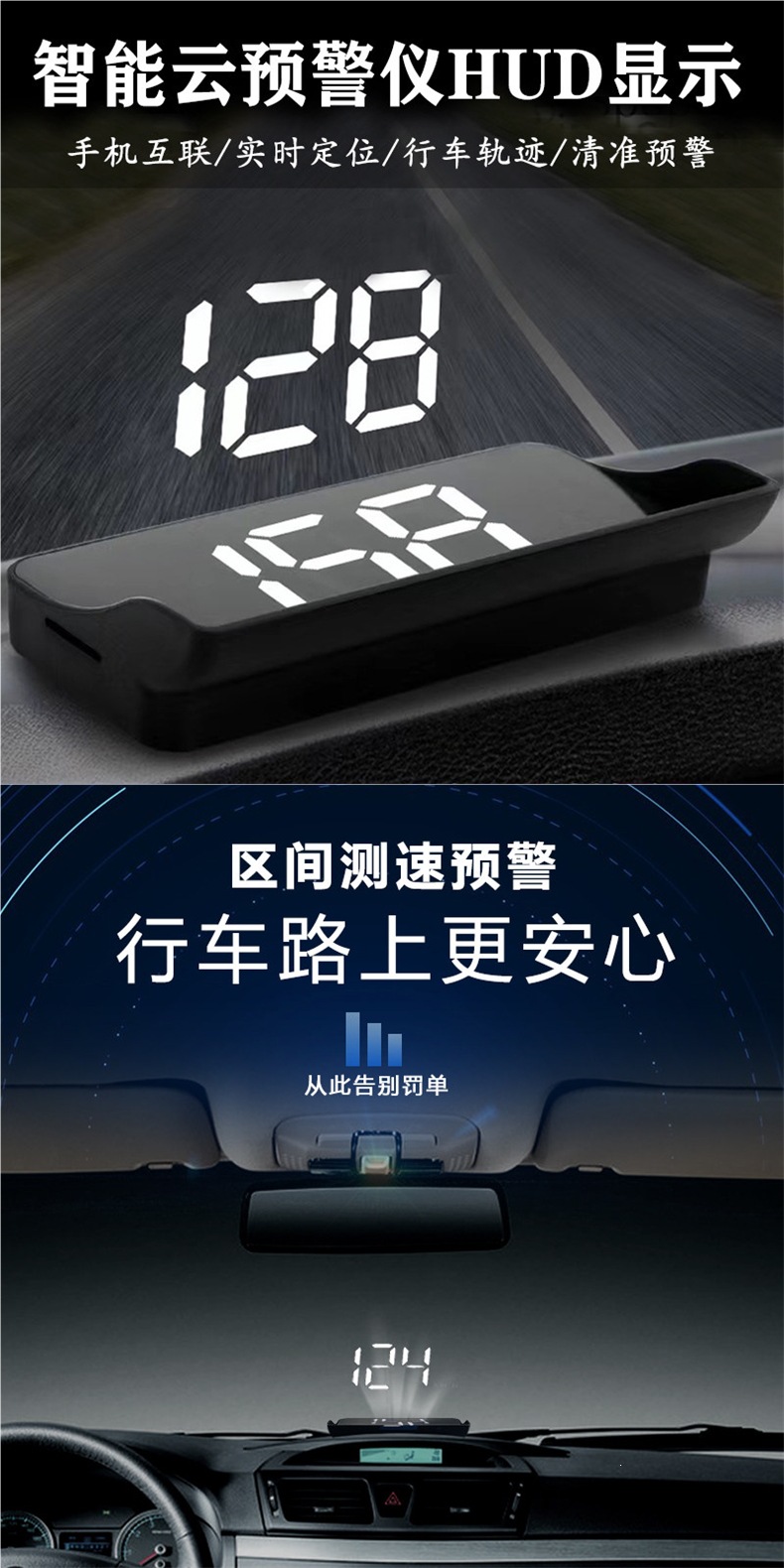 Hud Head-Up Display Car Universal Obd Invisible 360 Holographic Image Gps Car Speed Multi-Function Meter