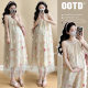 Pregnant Women's Summer New Fairy Style Three-Dimensional Flower Mid-Length Neck Dress Gentle Sweet Elegant dress