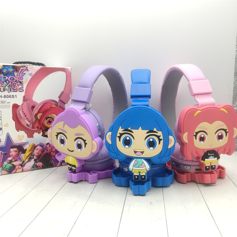 Cross-Border Demon Slayer Girl Group Wireless Bluetooth Headphones K-Pop Headset for Computer and Mobile Phone Music, Can Insert Card, Wholesale Available
