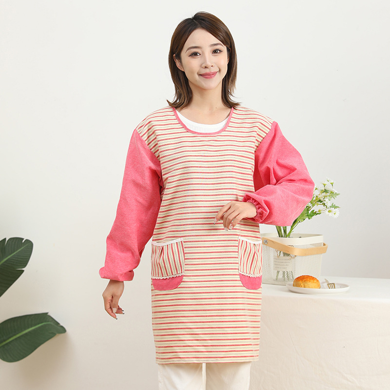 Cocina casera de estilo coreano delantal de cocina de manga larga de las mujeres lindas de alta gama ropa de trabajo antiincrustante para el trabajo y la restauración de la cintura