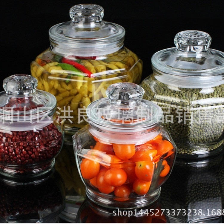 经典八角形储存罐 无铅玻璃瓶子密封罐食品储物收纳 防潮保鲜器皿