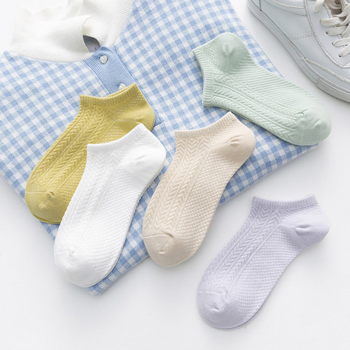 Socks women's socks spring and summer solid color shallow mouth cotton socks short low-top women's socks summer thin boat socks ins trend