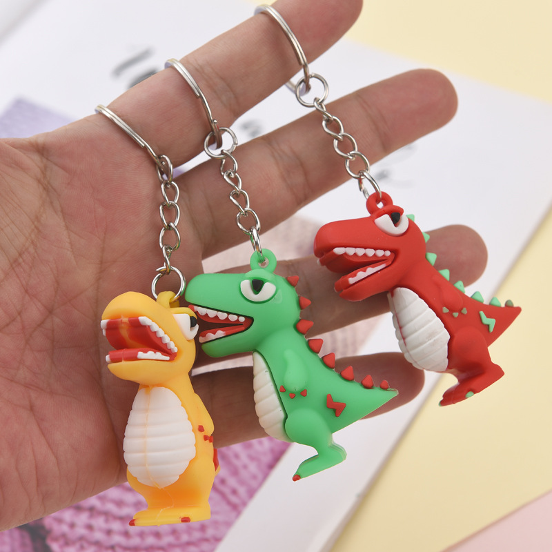 Llavero de goma suave con diseño de dinosaurio de dibujos animados, colgante para estudiantes, regalo pequeño para festivales y eventos, imagen creativa image 5