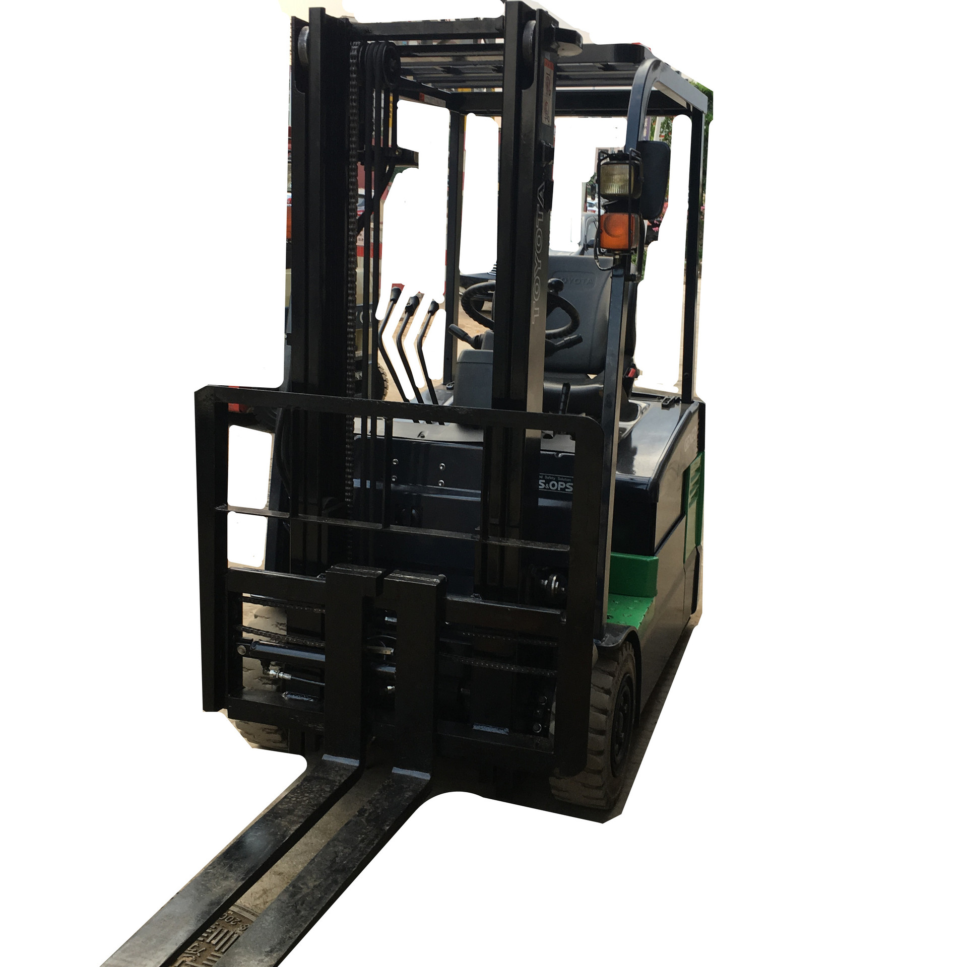 1.5吨丰田三支点电动叉车带调距叉两节门架升高3米 丰田电动叉车