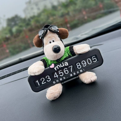 Sürətlər qutusu və əl tormozu başlıqları, Ornaments, Cute Dog Plush - stop-sign-black-cute-dog-in-black-and-green-clothes