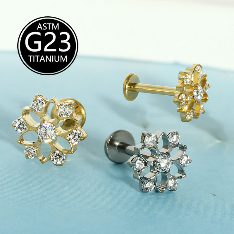 Pointed titanium steel lip stud product view