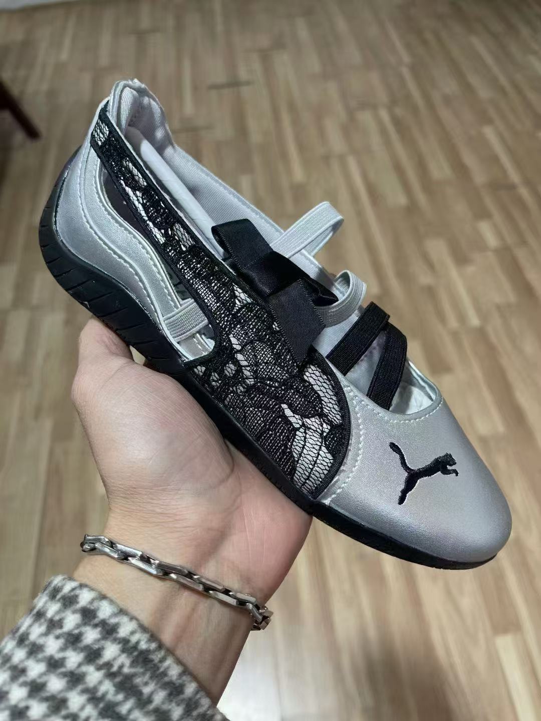 Silver and black lace