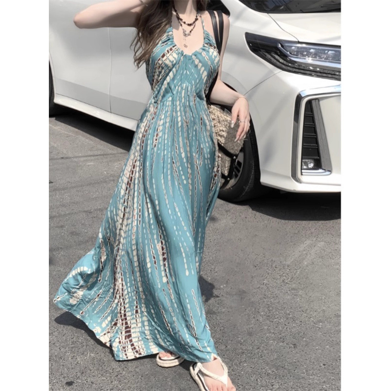 Bohemian Vacation dress Women's Summer New French Style Travel Photo Seaside Beach Dress Elegant Long Dress