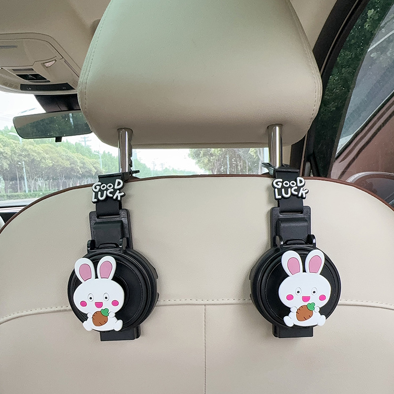 FAW – Car cup holder/beverage holder Hook Multifunctional 2-in-1 - cup-holderhook-2-in-1-black-rabbit-2-pieces