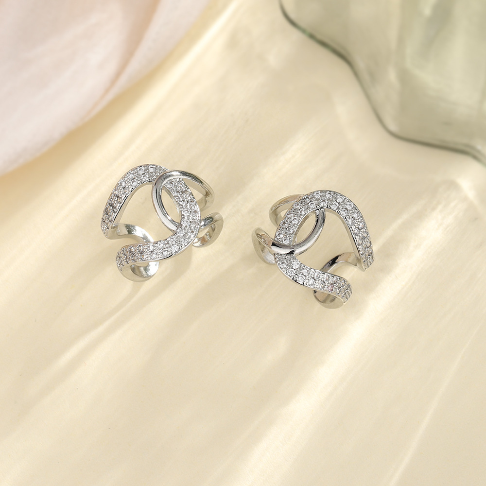 Clip oreja estilo Chanel, doble C, sin perforación, moda francesa/coreana, joya ins