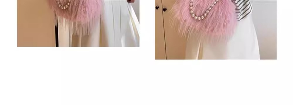 Women's Exquisite furry plush bag messenger bag autumn and winter plush bag pearl chain handbag_voghion.com