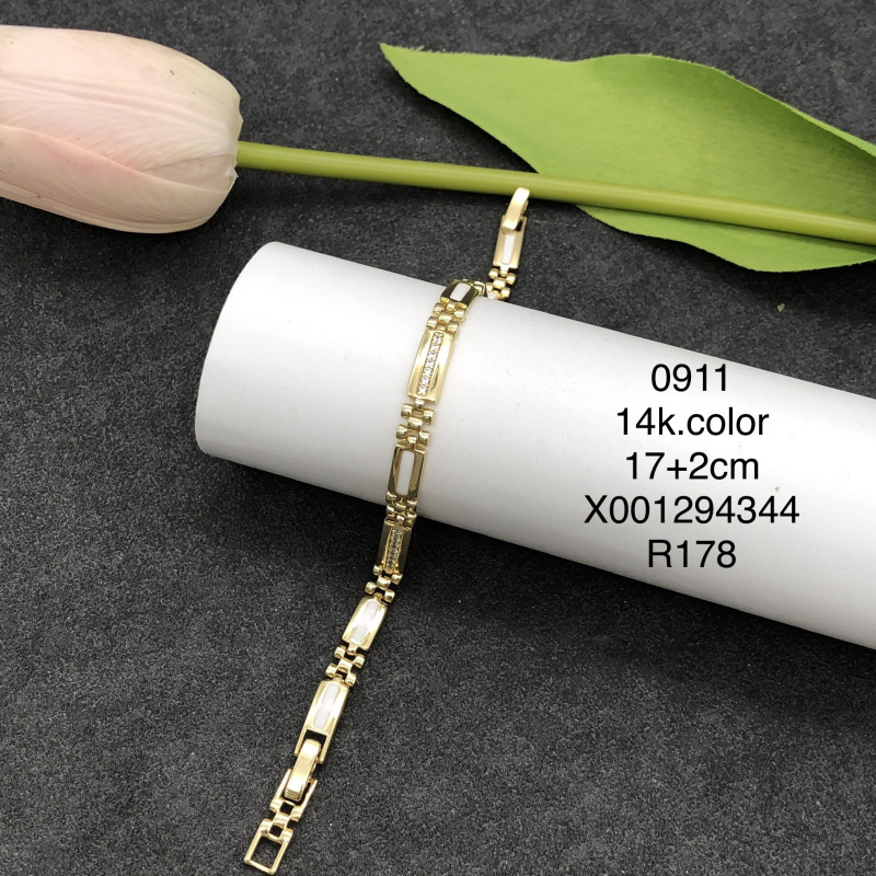 Pulsera Geométrica 14K para Mujer de Aleación de Cobre con Pedrería image 10