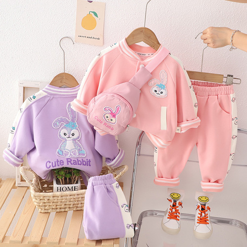 Girls' Autumn Outfit Set  New Arrival Korean Style Children's Baseball Uniform for Girls Baby Sports Suit Two-Piece Set Dropshipping