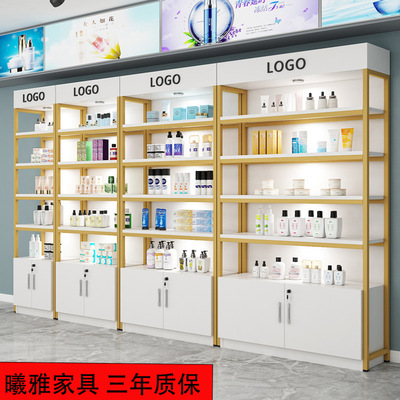 超市货架展示架美容院化妆品多层展示柜子批发文具店多层钢木货架