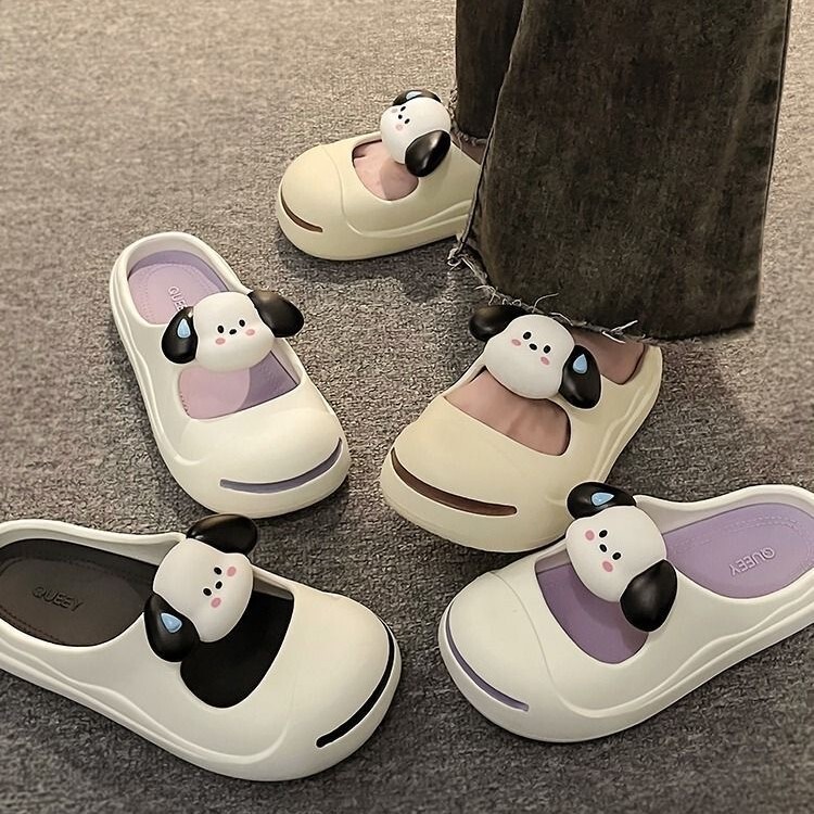 2025 New Baotou Half Slippers for Summer Female Cartoon Puppy Thick-Soled Crocs