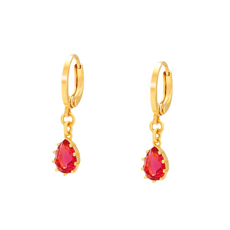 Pendientes de gota de agua de moda europea y americana de Xuping Jewelry, serie de piedras preciosas simples, pendientes vintage de aleación, venta al por mayor para mujeres.