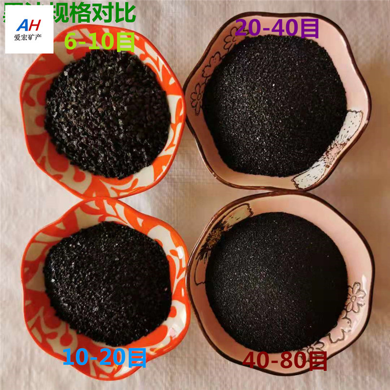 黑金沙混凝土骨料 PC砖透水砖用亮黑砂 研磨抛光路面高硬度金刚砂