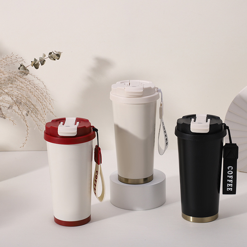 Lily of the Valley Coffee Cup 316 Stainless Steel Insulated Tumbler New Model Ceramic Inner Liner High-End Dual-Use Water Cup with Straw