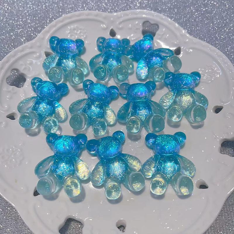 【双色冰透坐坐大熊】卡37×30mm萤火虫夜光 手工DIY饰品-树脂|undefined