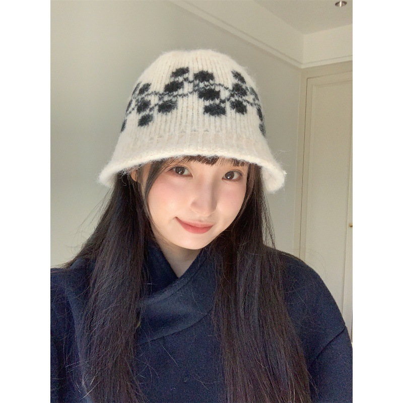 长岛木屋~日系新款秋冬保暖针织渔夫帽女费尔岛复古显脸小毛线帽|undefined