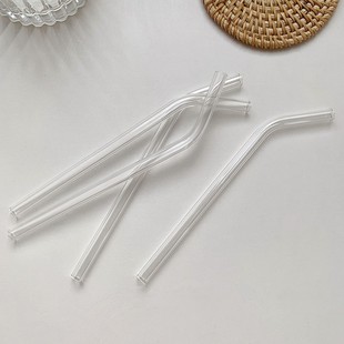 Transparent glass straw ins wind elbow juice milk straw stirring simple high temperature resistant high borosilicate glass suction