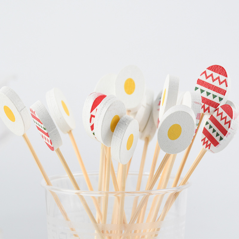 Inventario al por mayor mini calabaza bambú dibujos animados huevo material de producción desechable para palo de fruta