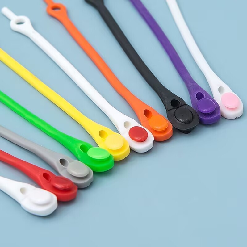 Tiktok Colorful No-Tie Silicone Elastic Lazy Shoelaces for Adults and Children, Round Head Elastic No-Tie Colorful Silicone Shoelaces