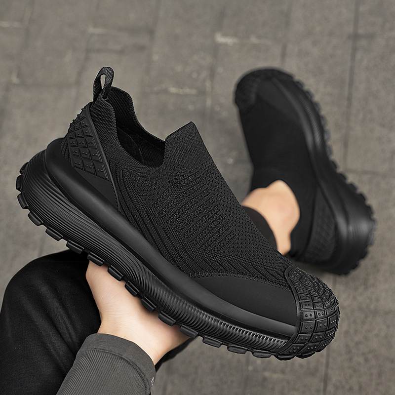 Todos los tipos de deportes casuales para hombres zapatos de moda cómodos con suela gruesa zapatos de hombre ligeros tejidos de vuelo zapatos de patina elásticos transpirables un pedaleado
