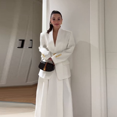 2025新型欧米アマゾンクロスボーダー外国貿易婦人服高級気質スーツ純色vネック長袖スカートセット