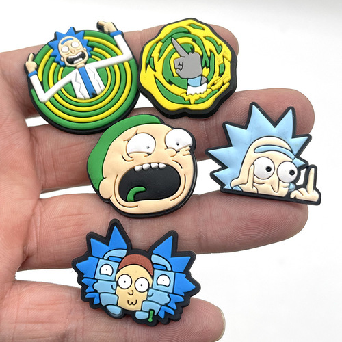 Ricky and Morty cartoon cute hole shoe flower decoration button PVC soft rubber funny anime garden shoe shoe clip