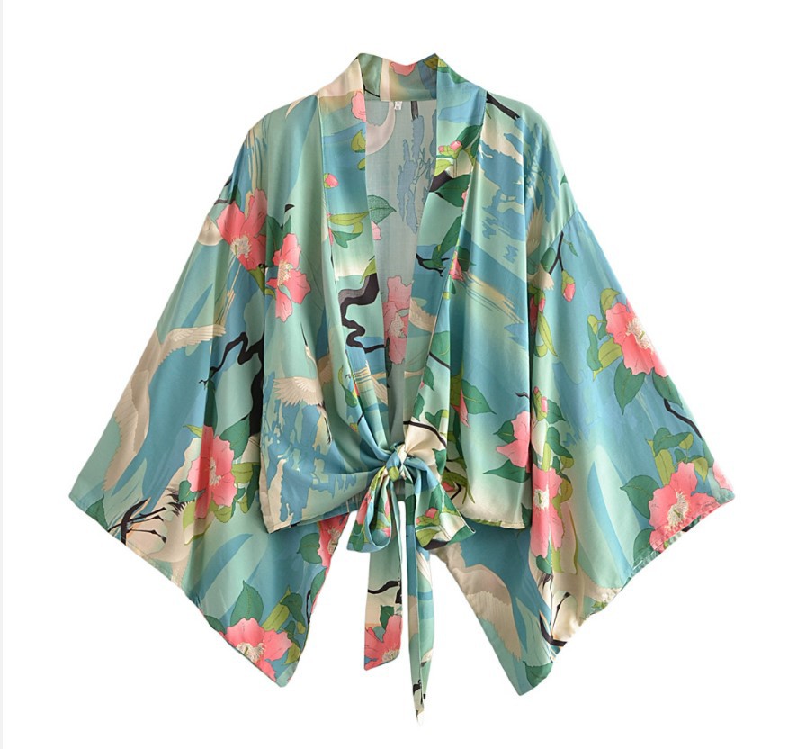 Camicetta donna boho scollo a v con maniche a pipistrello stampa_voghion.com