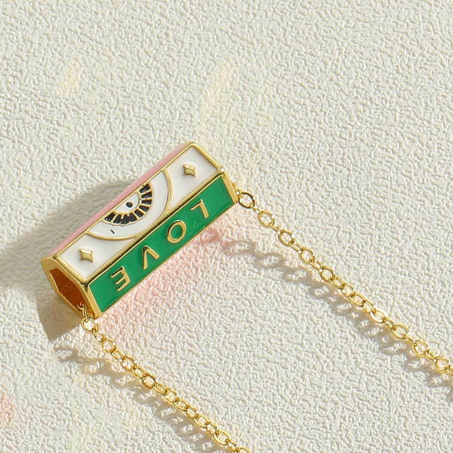 Collier avec pendentif œil du diable dégoulinant, chaîne de clavicule, collier de conception de paume hexagonale de mode de niche_voghion.com