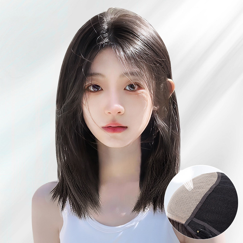 Double-Needle Hand-Woven Wig for Women, Full Head Long Hair, Real Hair Strands, Summer Lightweight Lace Full Head Wig, Long Straight Hair