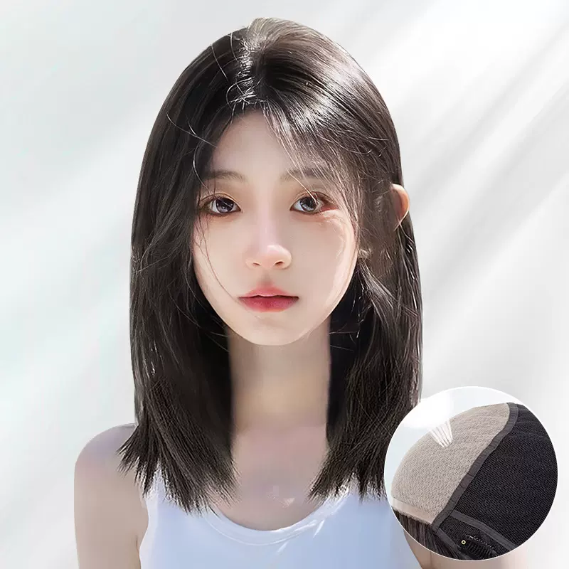 双递针手织假发女全头长发全真发夏季轻薄蕾丝全头套假发长直发