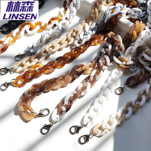 Factory in stock acrylic chain bag with shoulder portable plastic resin buckle chain vintage vintage bag belt