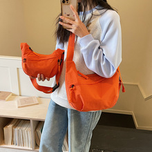 日系休闲文艺帆布斜挎包包女ins时尚睿营单肩女包尼龙防水小背包