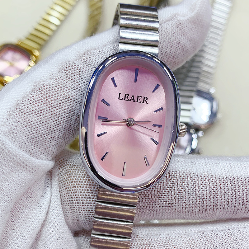 Leaer Hot-Selling New Compact Quartz Watch Oval Dial Bamboo Strap Korean Style Women's Watch Cross-Border Supply Watch