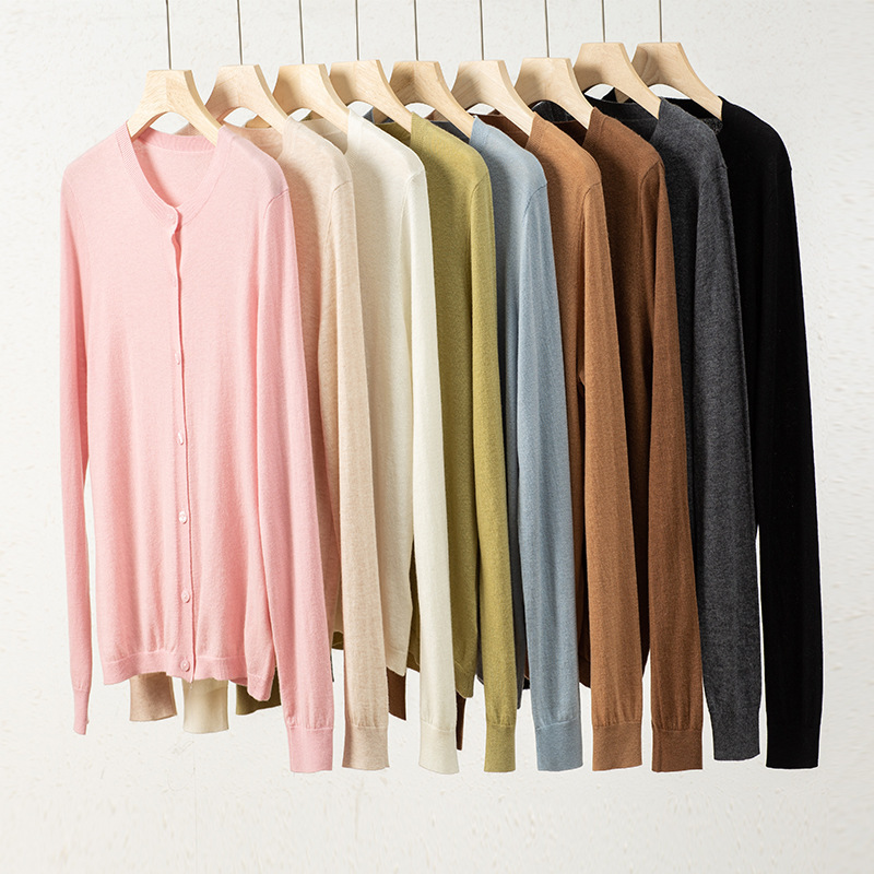 Dopamine Sweater Early Autumn Wear Chao Thin Crewneck Long-sleeved Wool Cardigan Women's Gentle Slim Thin Sweater