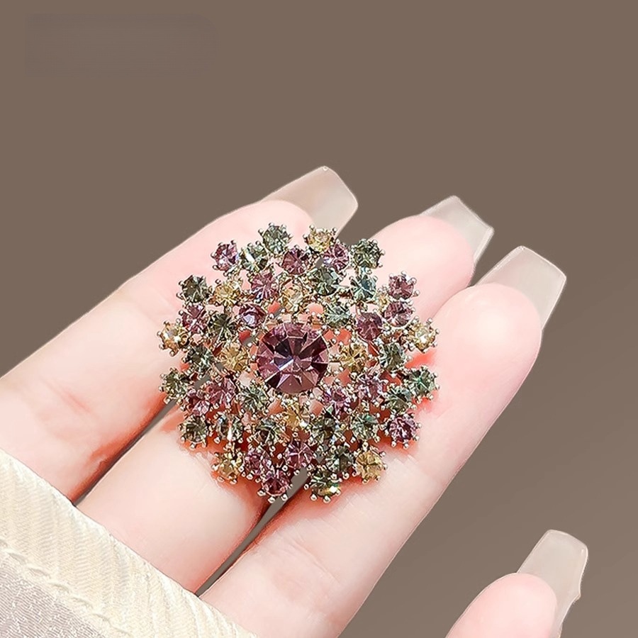 Spilla vintage con motivo a dente di leone colorato e diamanti, nuova ed elegante, lussuosa, accessorio per cappotto da donna_voghion.com