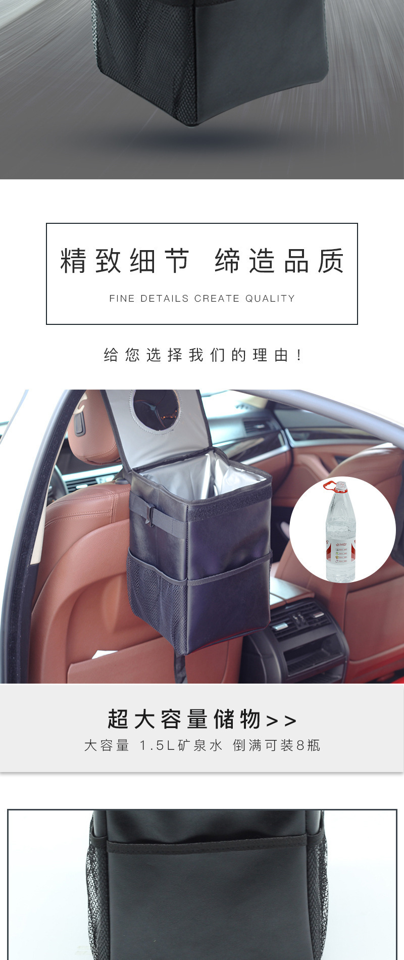 Cross-border exclusive for car storage box folding waterproof storage bag trunk storage box chair back bag car trash can