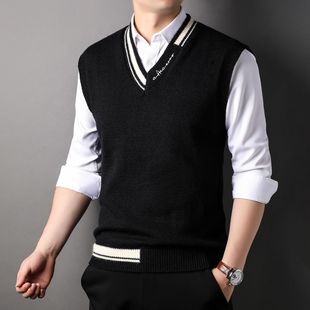 YINGAO men's vest autumn and winter Korean youth pullover embroidered asymmetrical sleeveless wide shoulder base shirt wholesale