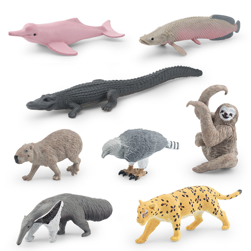 SOURCE manufacturer simulation South American animal crocodile dolphin horn carving sloth anteater Jaguar model decoration toy