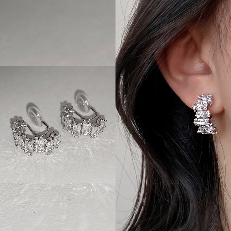 Clip de oreja pendientes no perforados hebilla de oreja francesa femenina 14K pendientes de retención de color temperamento de alto grado clip de hueso de oreja francesa