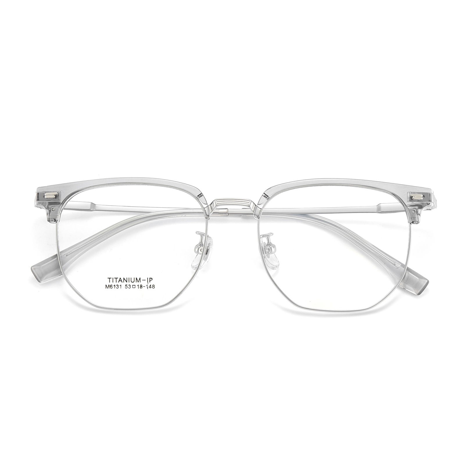 Claro moda de negocios casual ceja marco gafas de titanio puro Marco de las piernas de titanio flexible sin clip de la cara puede ser equipado con grados Danyang lote