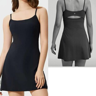 Lulu's Same Sexy Backless Suspender Dress for Women with Nude Lining A-Line Fitness Yoga Tennis Skirt