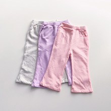 韩国milibam童装尾货110-150女孩7分微喇毛圈棉纯棉裤子特价