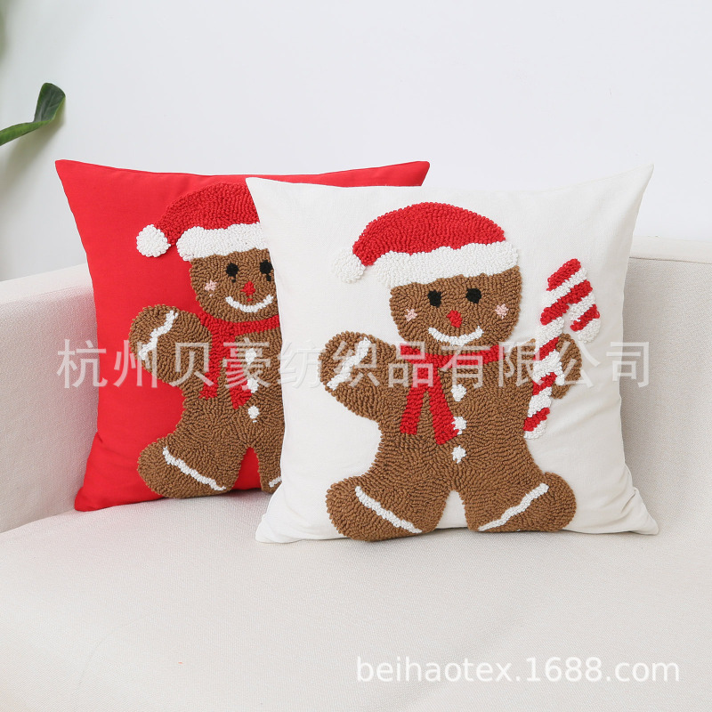 Amazon クリスマス枕クロスボーダーサンタクッションリビングルームソファ刺繍装飾アメリカンホリデー枕カバー|undefined