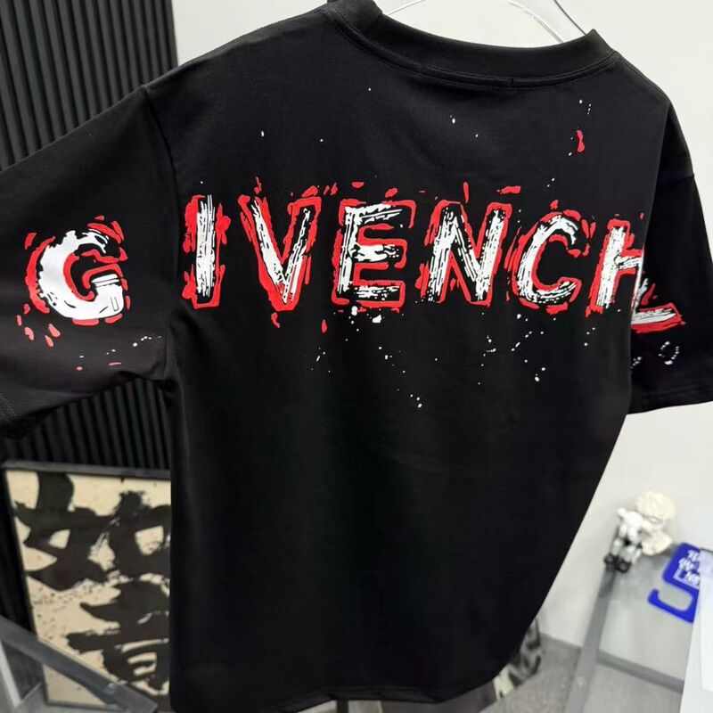Light Luxury Kuaishou Influencer Style Graffiti Letter Print Summer Short-Sleeve T-Shirt for Men and Women, Casual Half-Sleeve for Young People