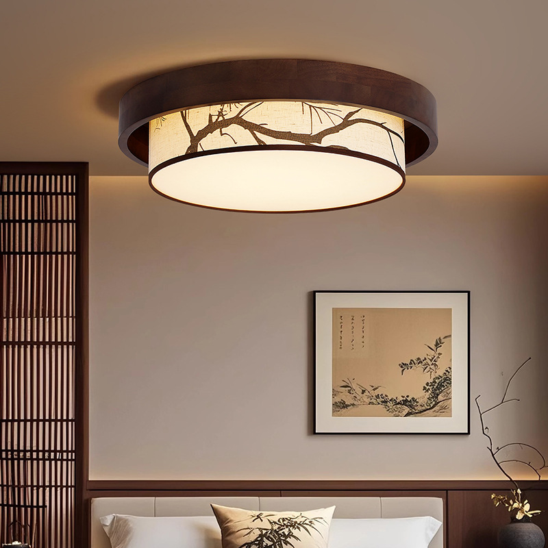 Estética de estilo Song sala de estar luz de techo Zen nuevo estilo chino de bambú pintura paisaje lámpara de techo dormitorio comedor lámpara 488L